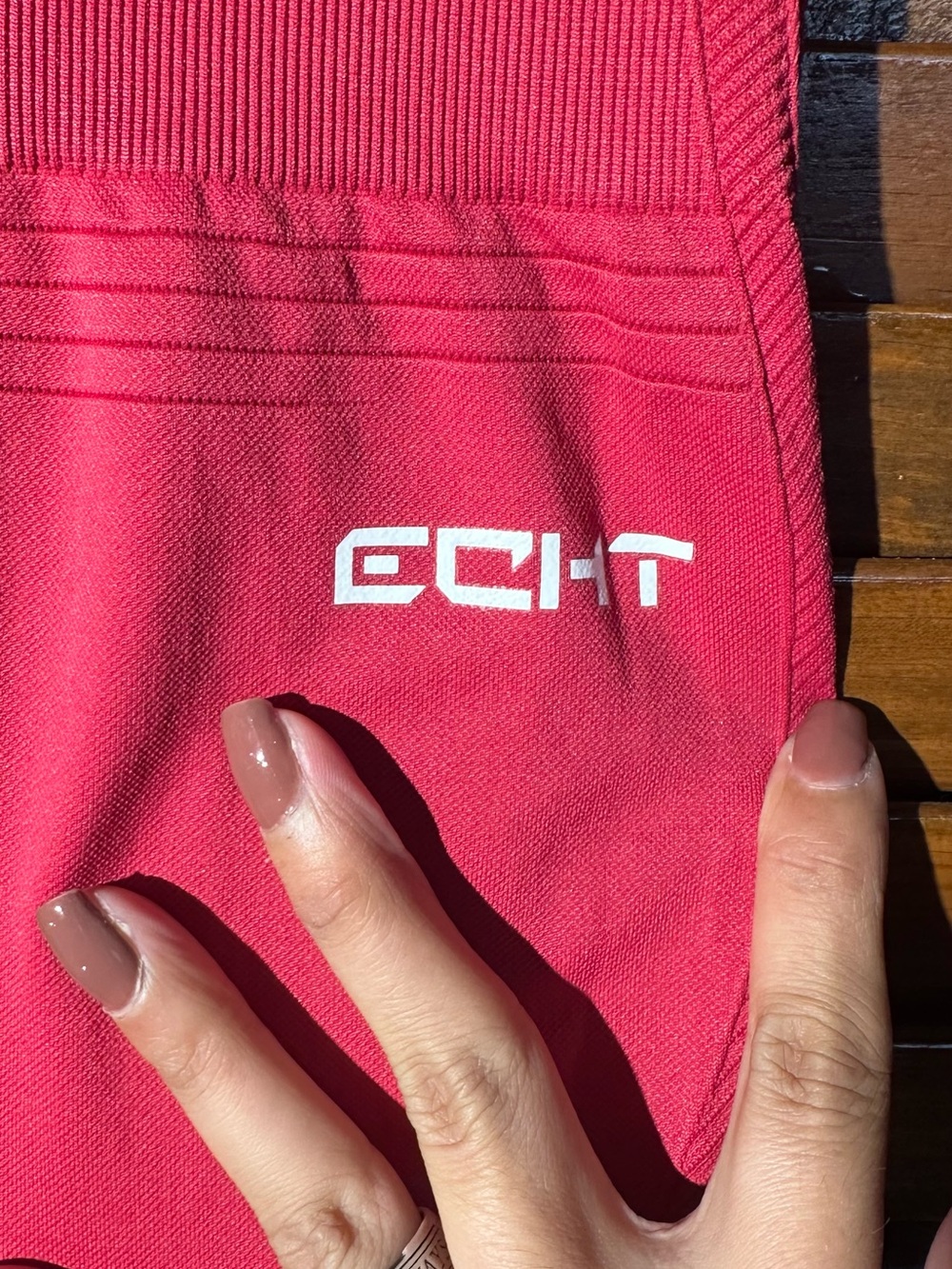 ECHT Seamless Ribbed Performance Leggings - Red - Picture 2 of 3